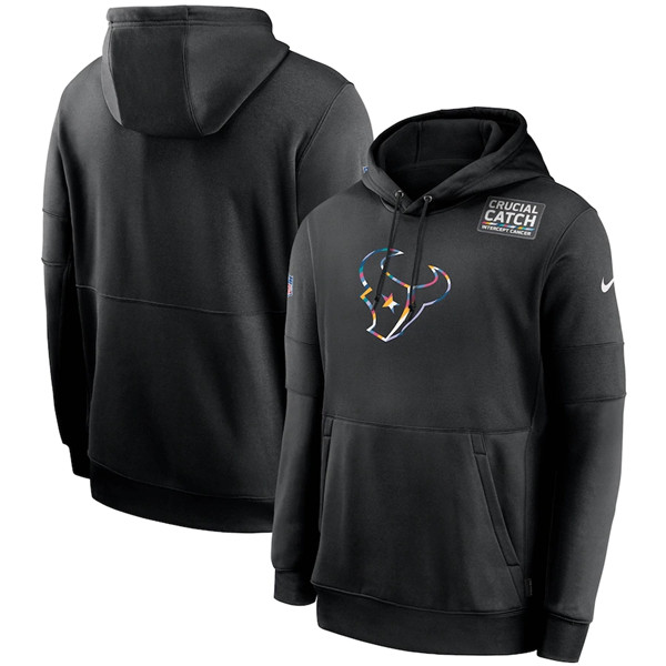 Men's Houston Texans Black Crucial Catch Sideline Performance Pullover Hoodie 2020